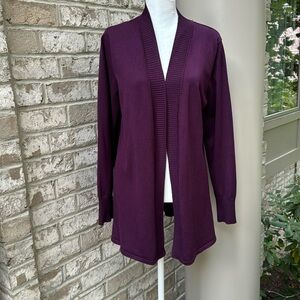 Grace Cozy Open Front Plum Cardigan Sweater - Medium